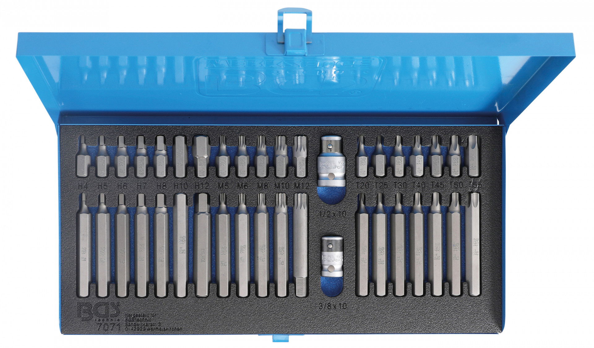 BGS Technic 9-7071 10 mm-es befogású bitkészlet, rövid és hosszú (torx, imbusz, XZN-Spline), 40 részes termék fő termékképe
