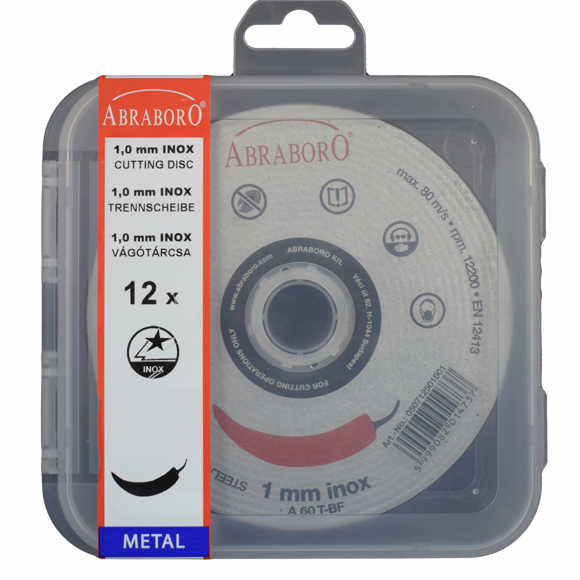 Abraboro 125 x 1.0 x 22 mm Chili fém + inox vágókorong, 12 db/csomag (felakasztható csomagolás) termék fő termékképe