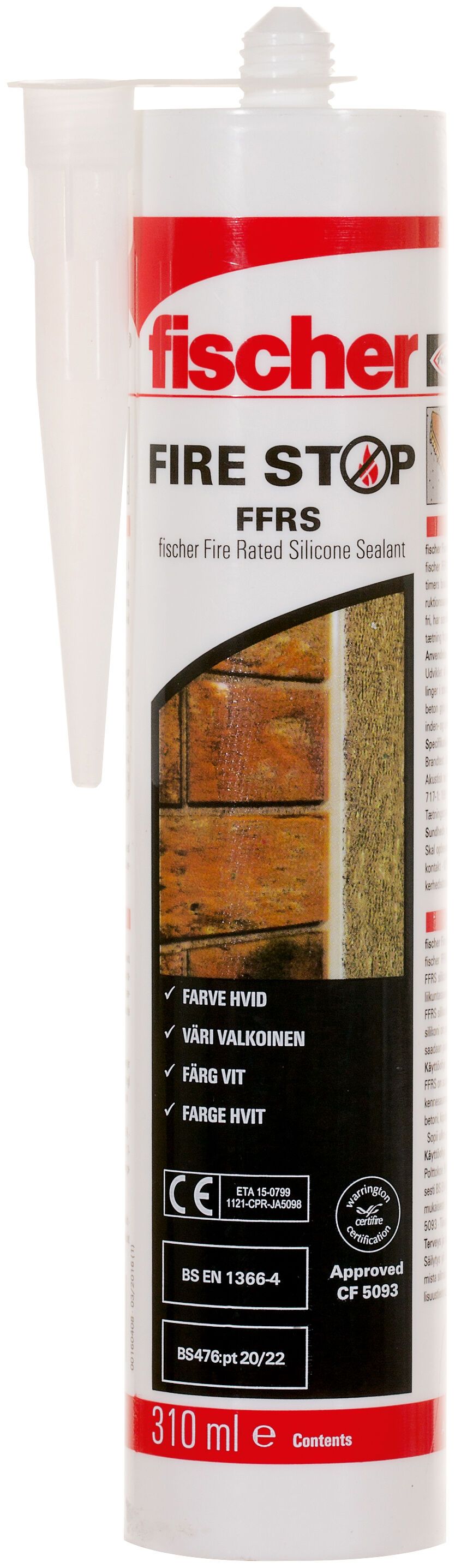 Fischer FFRS tűzálló szilikon tömítőanyag (DE/EN/FR/IT), fehér, 310 ml termék fő termékképe