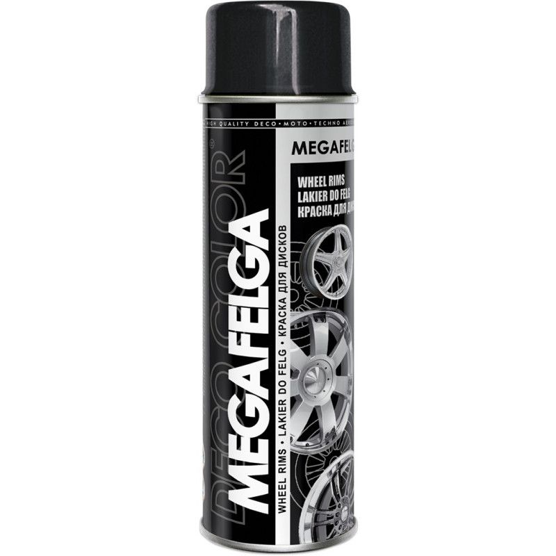 Deco Color Megafelga akril spray keréktárcsákhoz  500ml fényes fekete termék fő termékképe